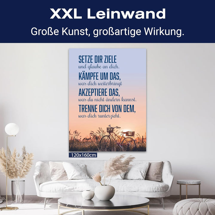 wandmotiv24 Motivations Motiv als Leinwandbild, 40x30cm, Hochformat, Motivation, setze dir Ziele, Fa