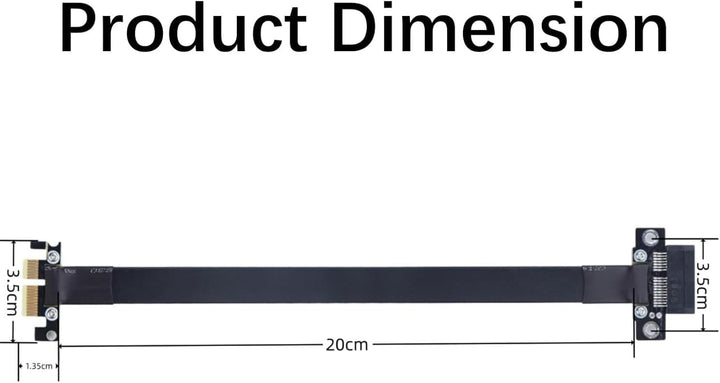 H!Fiber.com PCIe 3.0 X1 Extender Kabel, gerade nach gerade, Kabellänge 20-cm, 85 Ohm 20cm 20cm, 20cm
