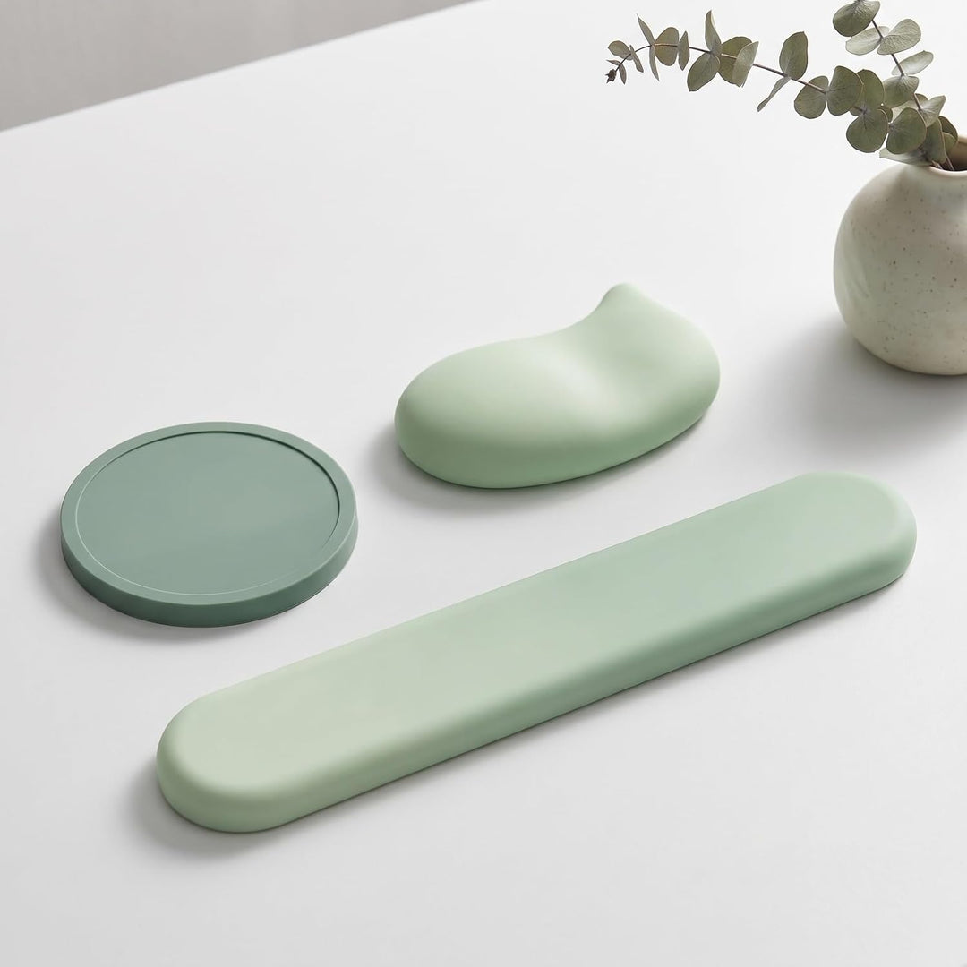Ergonomisches Handballenauflage Tastatur und Mauspad Set, 3-in-1 Gel Handgelenkauflage mit Untersetz