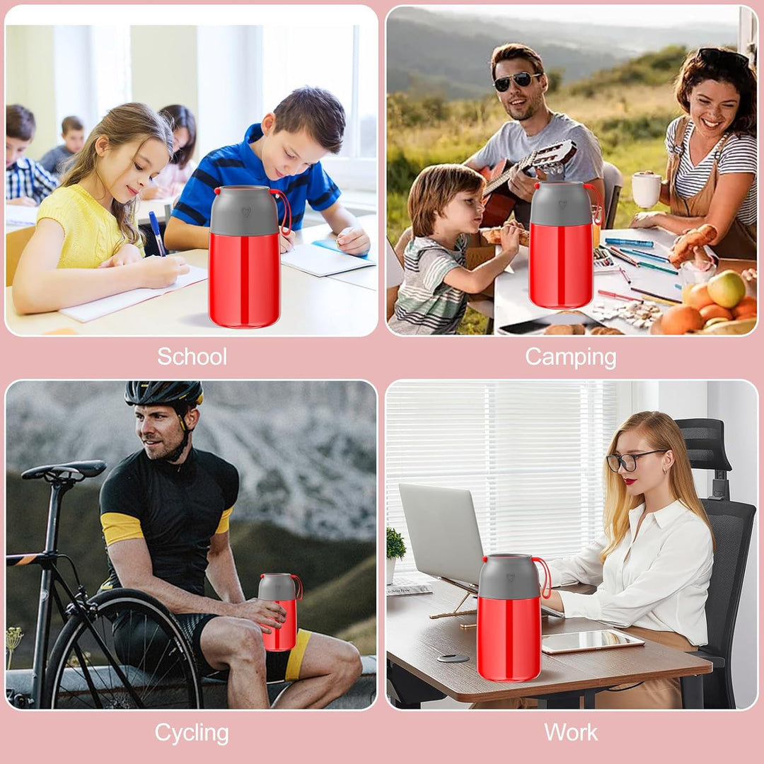 Thermobehälter für Essen 650ml, Lunchbox, Edelstahl Warmhaltebehälter mit Löffel, Thermobecher Essen