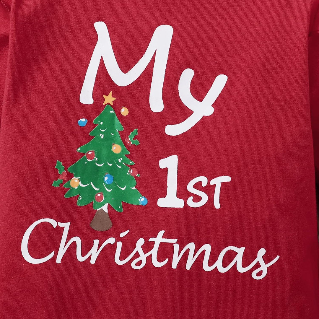 Verve Jelly Kleinkind Baby Mädchen My 1st Christmas Outfits Xmas Strampler Langarm Brief Print Bodys