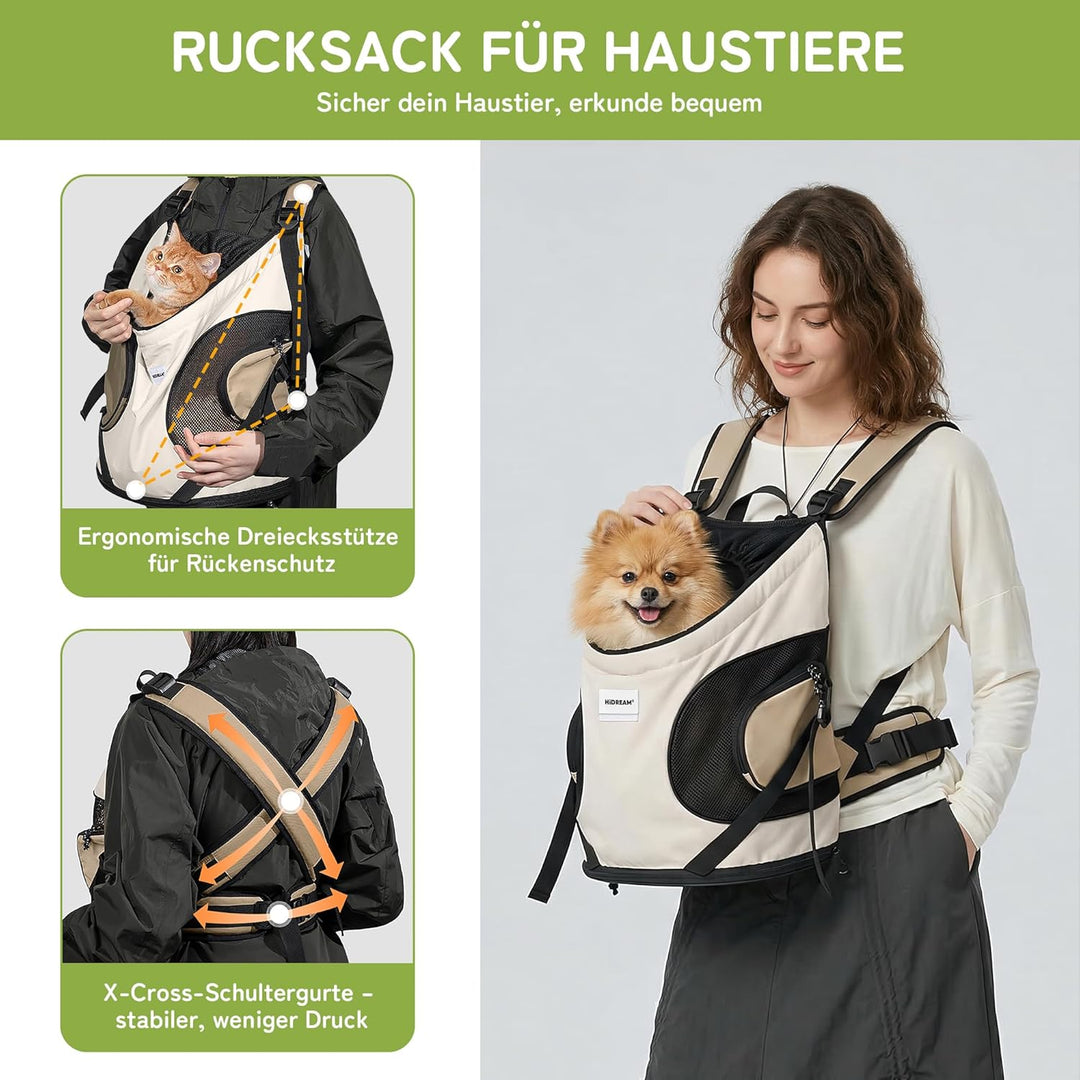 ALLSOPETS Hundetragerucksack, Tragbarer Haustiertragerucksack für Katzen Hunde Welpen, Integrierter