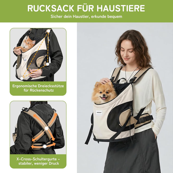 ALLSOPETS Hundetragerucksack, Tragbarer Haustiertragerucksack für Katzen Hunde Welpen, Integrierter