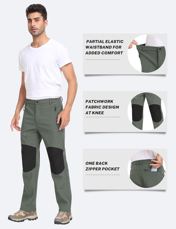 MoFiz Herren Wanderhose Warm Gefüttert Outdoorhose Wasserdicht Skihose Softshellhose Winddicht Arbei
