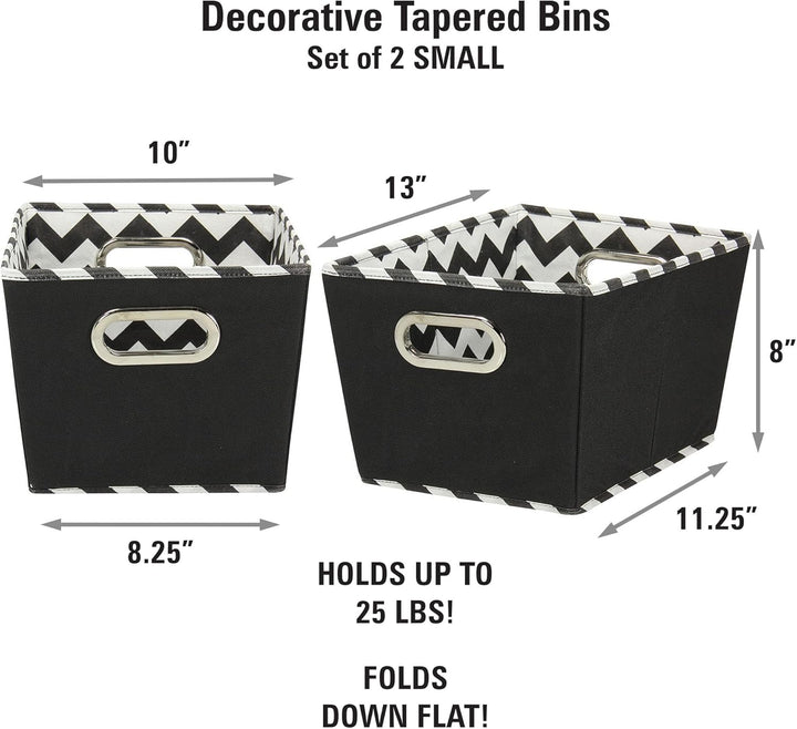 Household Essentials Kleine Tapered Dekorative Aufbewahrungsboxen, 2 Pack Set, Schwarz/Chevron