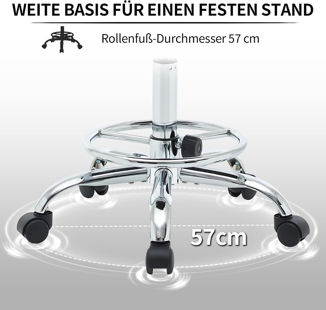 FIRAVOE Ergonomischer Büro-Zeichenstuhl, höhenverstellbarer Rollhocker mit Fussstütze 49,5–67,6 cm,