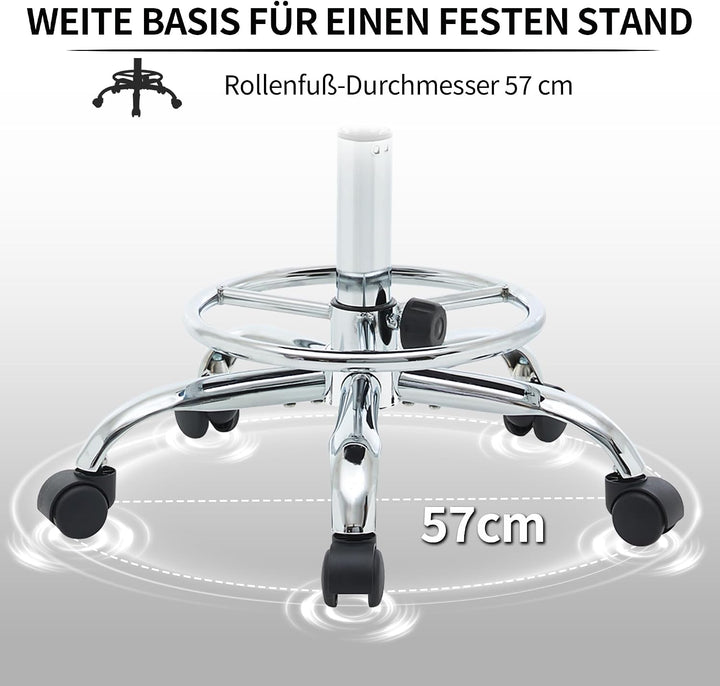 FIRAVOE Ergonomischer Büro-Zeichenstuhl, höhenverstellbarer Rollhocker mit Fussstütze 49,5–67,6 cm,