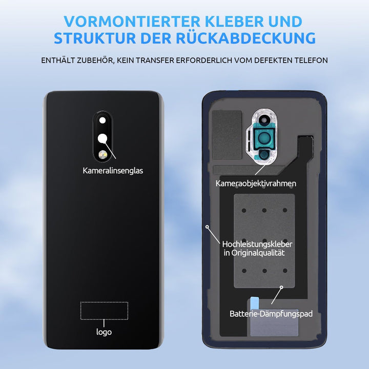 Eonpam Akkudeckel für OnePlus 7 Rückseite Glas Original Backcover Back Glas Ersatz Reparatur Set mit