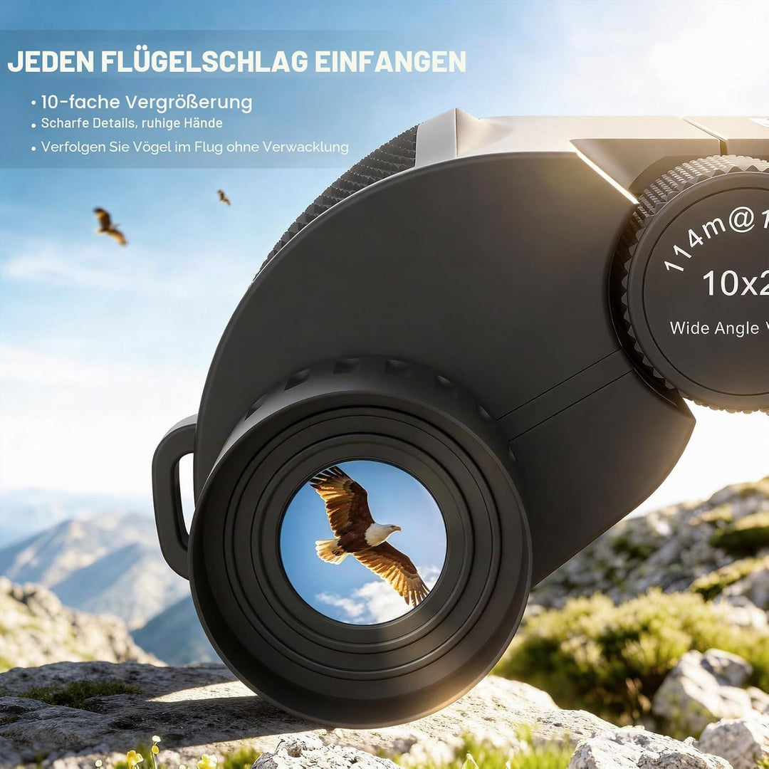 Aurosports 10x25 Kompakt Fernglas Kinder Erwachsene - Ferngläser Klein mit Nachtsicht Schwachem Lich