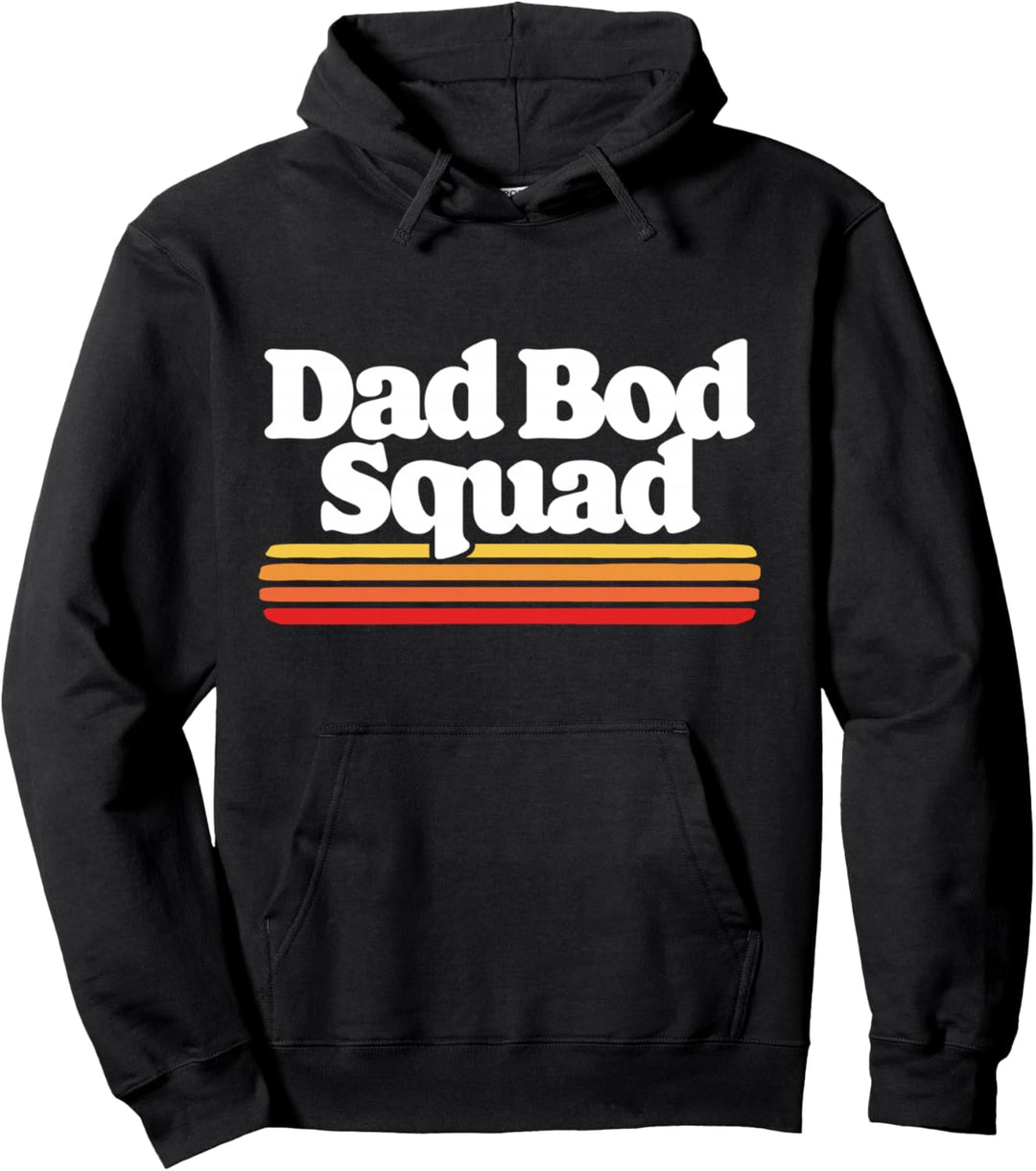 Dad Bod Squad! Funny Posing Fathers Day Vintage Sunset 80s Pullover Hoodie