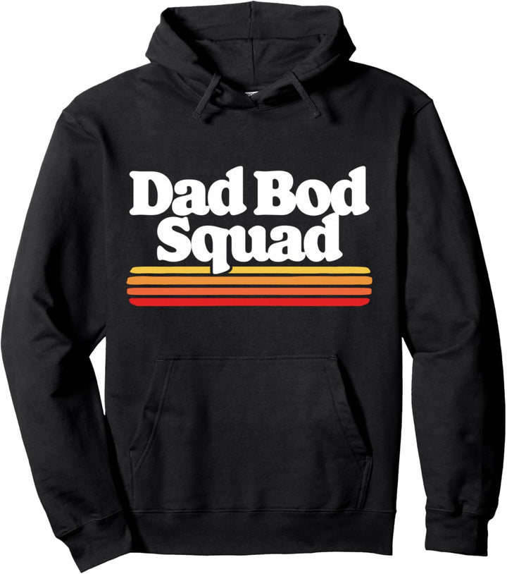 Dad Bod Squad! Funny Posing Fathers Day Vintage Sunset 80s Pullover Hoodie