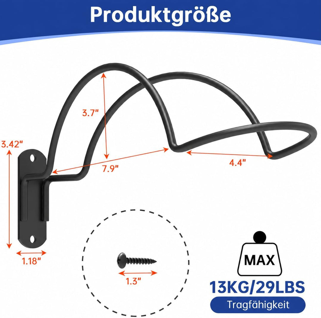 Helmhalterung Wand aus Metall, Schwarz, 2 Stück, 2 Stück