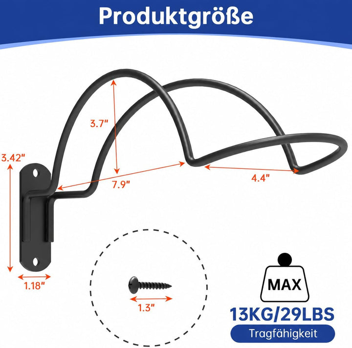 Helmhalterung Wand aus Metall, Schwarz, 2 Stück, 2 Stück