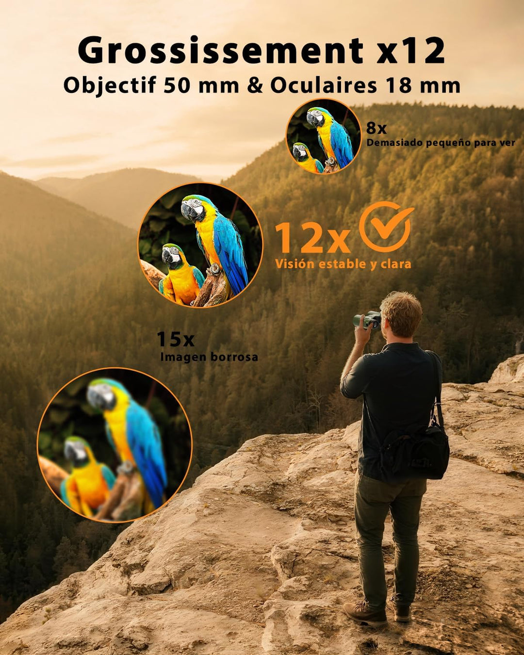 Usogood 12x50 Binoculars Professional mit GrossEr Reichweite Fernglas Erwachsene – Bak4-Prisma und L