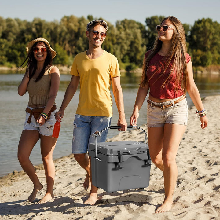 COSTWAY Kühlbox 15 Liter, Isolierbox tragbar mit Griff & Ablassstopfen & Getränkehalter, Thermobox W