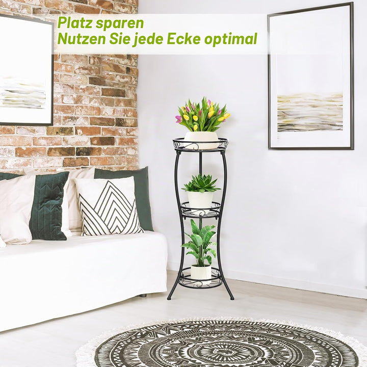 JC-Houser 3 Tier Blumenständer Pflanzenregal, 88 cm Pflanzenständer Metall Blumenregal, Modern Blume