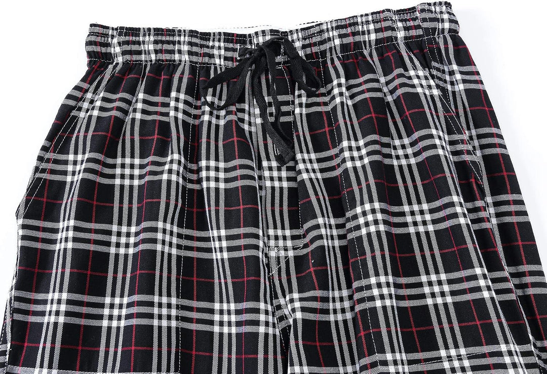 Herren Pyjamahose Warm Lang Baumwolle Weich Schlafanzughose Kariert Winter Nachtwäsche Freizeithose,