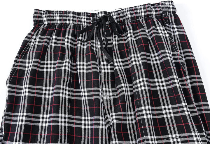 Herren Pyjamahose Warm Lang Baumwolle Weich Schlafanzughose Kariert Winter Nachtwäsche Freizeithose,