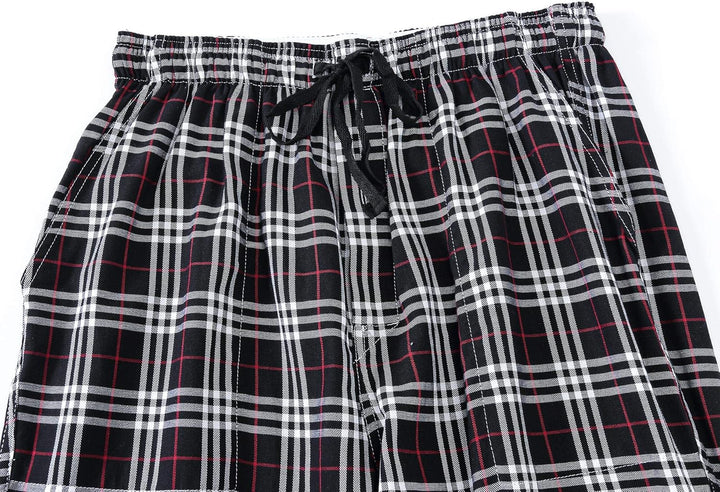 MoFiz Herren Pyjamahose Warm Lang Baumwolle Weich Schlafanzughose Kariert Winter Nachtwäsche Freizei
