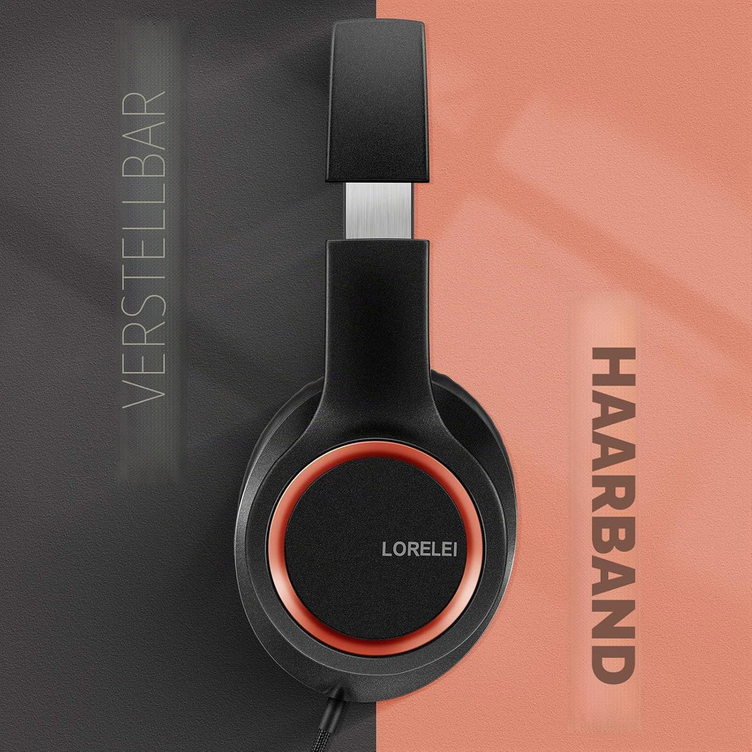 LORELEI X8 Over-Ear-Kopfhörer mit Mikrofon mit 1,45 m verwicklungsfreier Nylonschnur und 3,5-mm-Stec