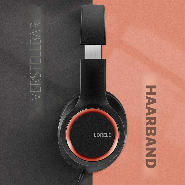 LORELEI X8 Over-Ear-Kopfhörer mit Mikrofon mit 1,45 m verwicklungsfreier Nylonschnur und 3,5-mm-Stec