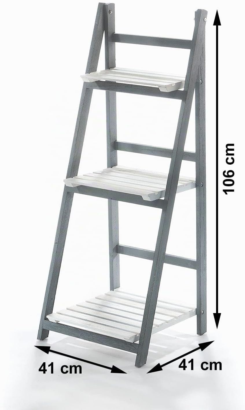 Kobolo Leiterregal White-Grey - Used-Look - mit 3 Böden