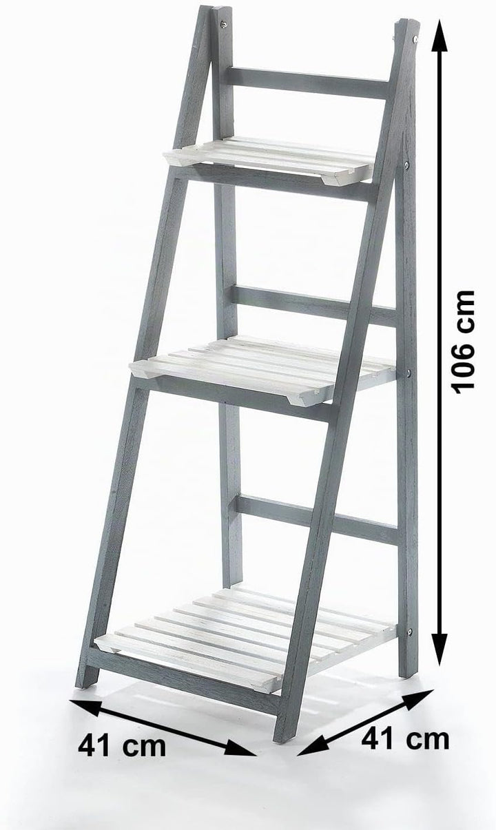 Kobolo Leiterregal White-Grey - Used-Look - mit 3 Böden