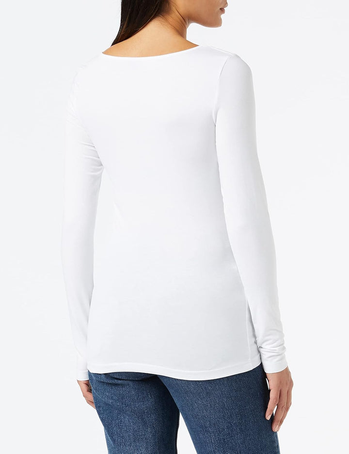 VERO MODA Damen Vmmaxi My Ls Soft Uneck Ga Noos Langarmshirts L Weiss (Bright White Bright White), L