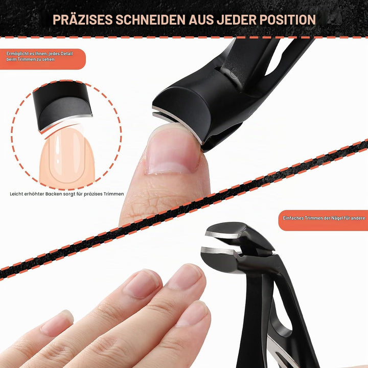 BEZOX Präzisions Nagelknipser mit abgewinkeltem Kopf für dicke Seniorennägel - Grosser Fingernagelkn