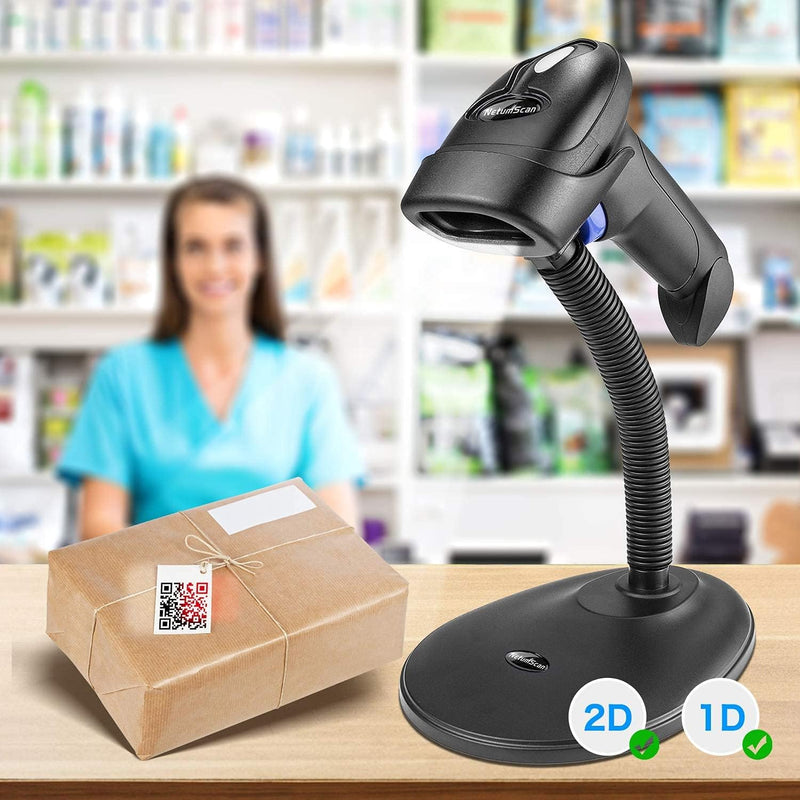 NetumScan Wireless 2D Barcode Scanner Automatischer USB-Barcodeleser mit freihändigem verstellbarem