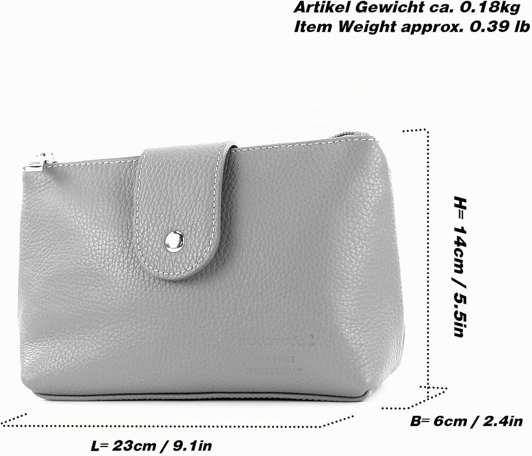modamoda de - T213 - ital. Leder Kosmetiktasche Maskenetui Medium, Farbe:Senfgelb, Senfgelb