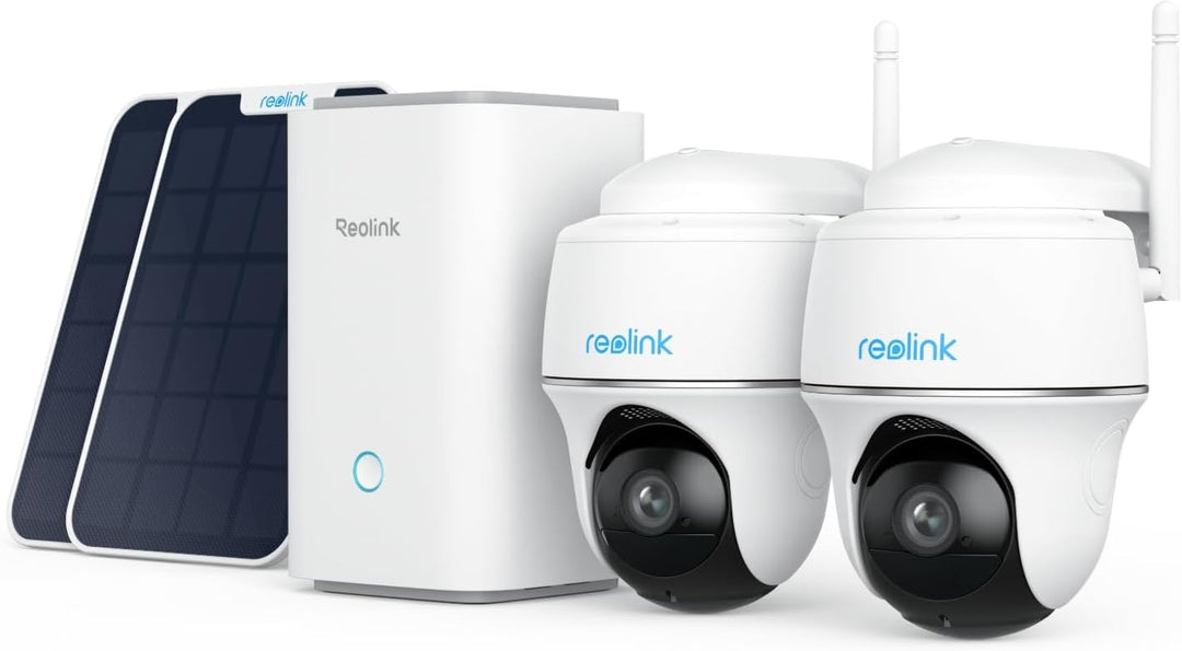 Reolink 2K Überwachungskamera Aussen Set WLAN mit Solar-/Akkubetrieb, Lokale Speicherung, 360° Schwe