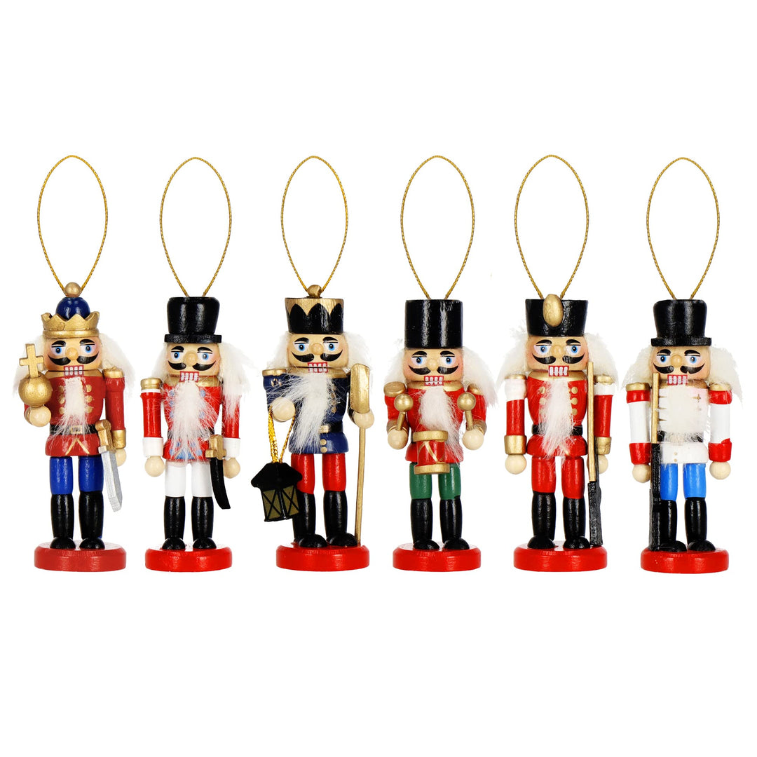 SPRINGOS Weihnachten Weihnachtsbaumanhänger Nussknacker Ornament Holzfigur 6 Stück 8 cm Christbaumsc