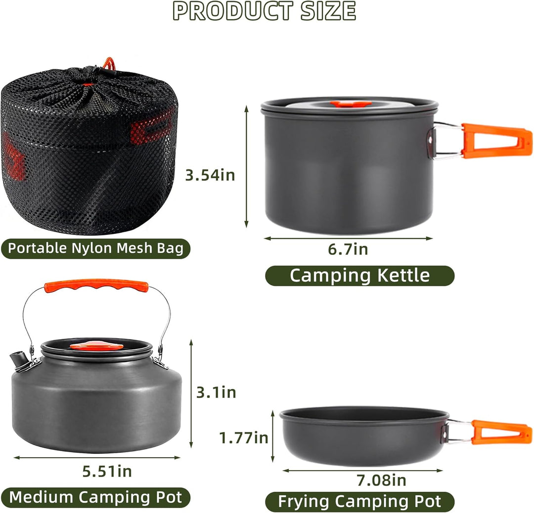aiGear Camping Kochgeschirr Set/Outdoor Geschirr Set | Camping Topf Kochtopf Tragbar Aluminium | mit