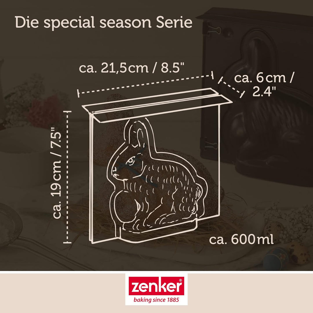 Zenker Hasenbackform Oster Season – 600 ml Füllvolumen – 3D Kuchenform mit Antihaftbeschichtung mit