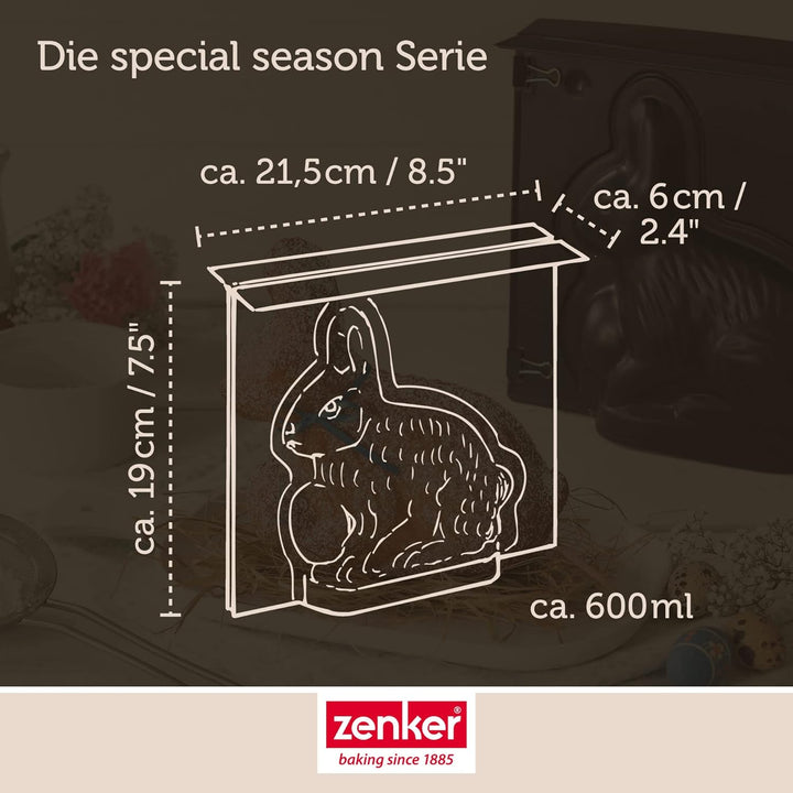Zenker Hasenbackform Oster Season – 600 ml Füllvolumen – 3D Kuchenform mit Antihaftbeschichtung mit