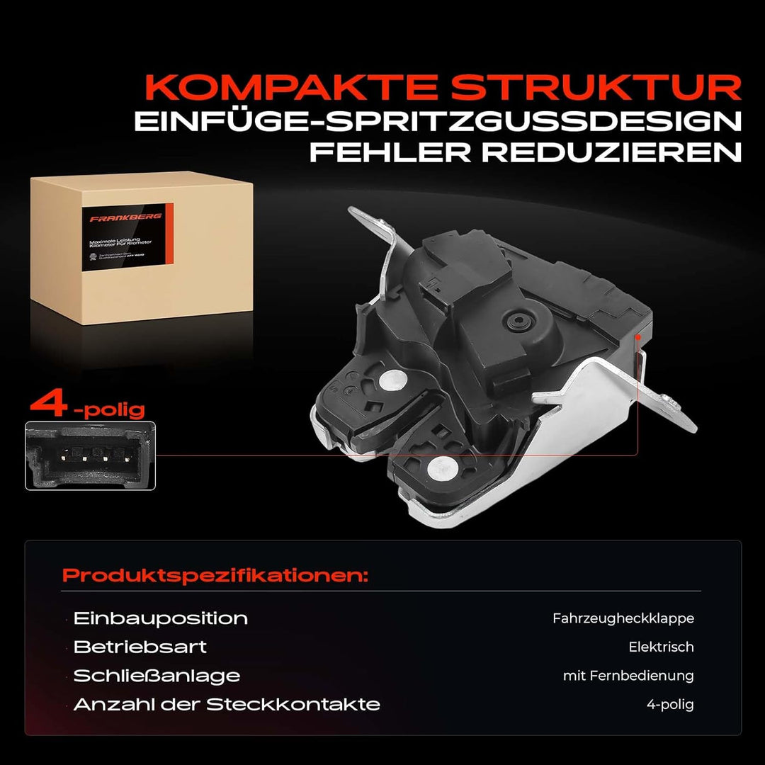 Frankberg 1x Heckklappenschloss Kofferraumschloss Kompatibel mit GLK-Klasse X204 200 220 250 280 300