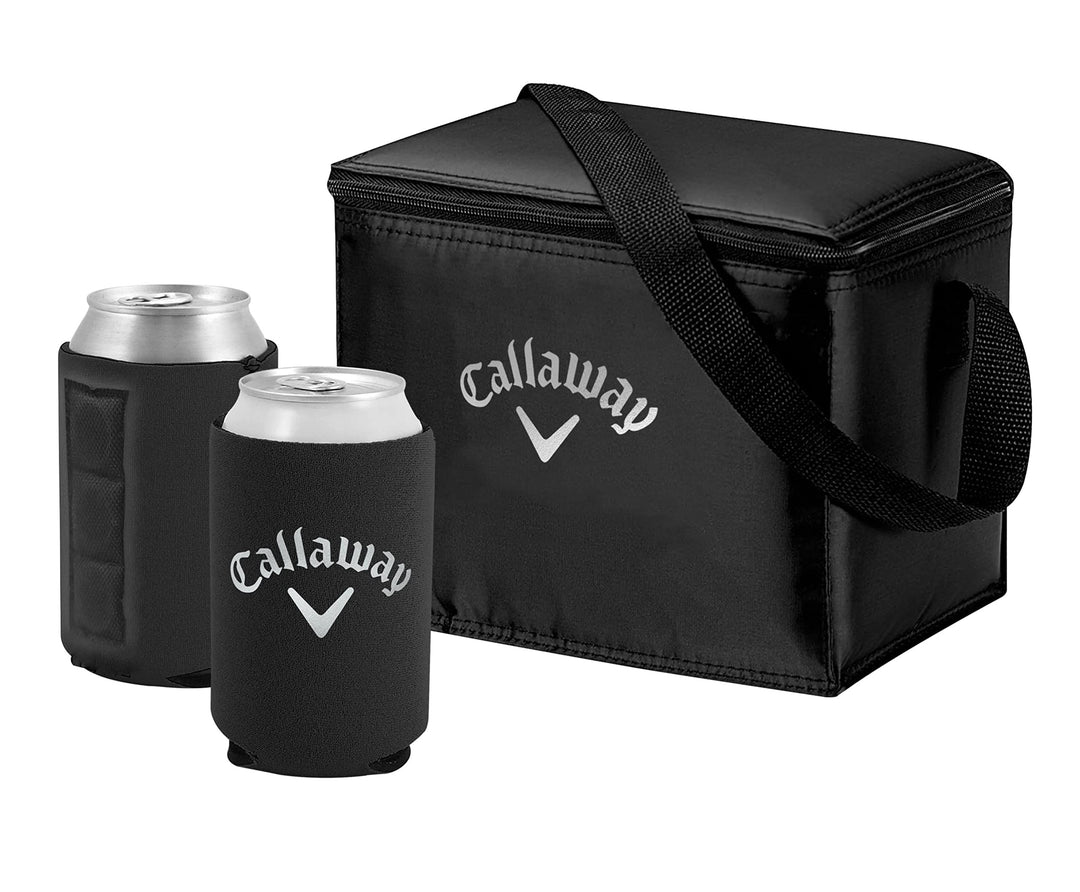Weiche Kühltasche Geschenk-Set mit magnetischen Koozies (schwarz), Schwarz