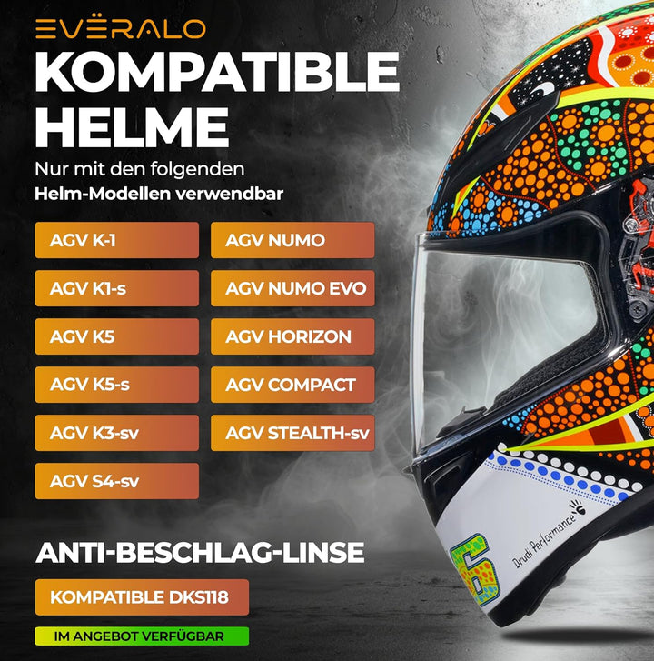 Everalo Kompatibel mit Agv K1 Visier - K3sv - K5 - K5s - K1s - S4sv - Horizon - Skyline - Strada - S