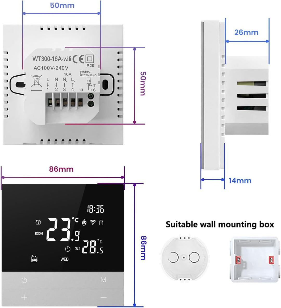 AVATTO Thermostat für Wasser Fussbodenheizung Stellantrieb Smart WiFi Thermostat Programmierbar Raum