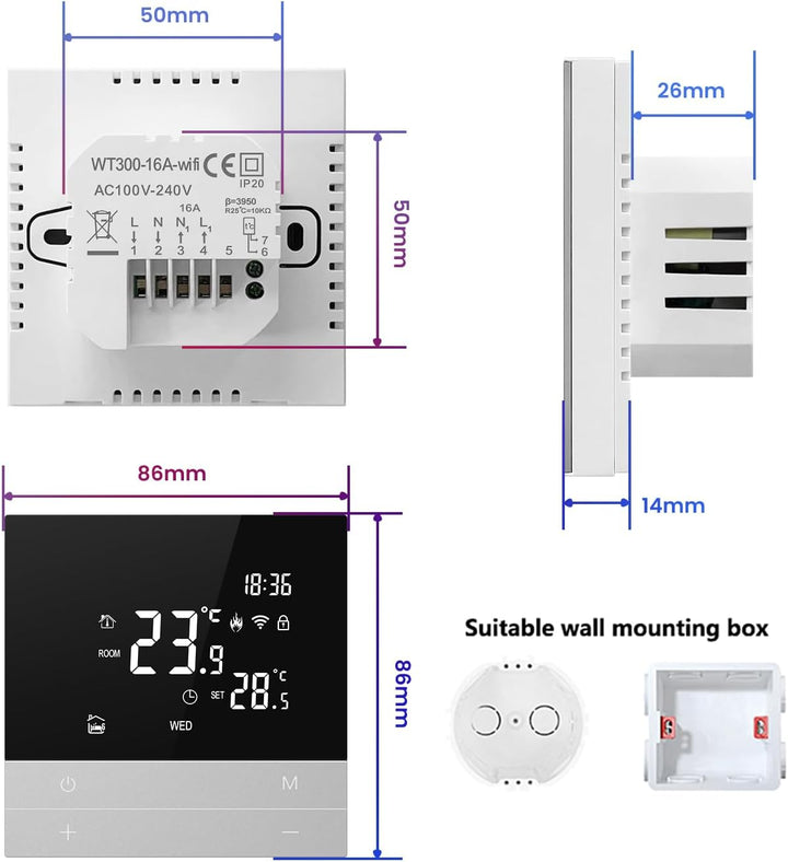 AVATTO Thermostat für Wasser Fussbodenheizung Stellantrieb Smart WiFi Thermostat Programmierbar Raum