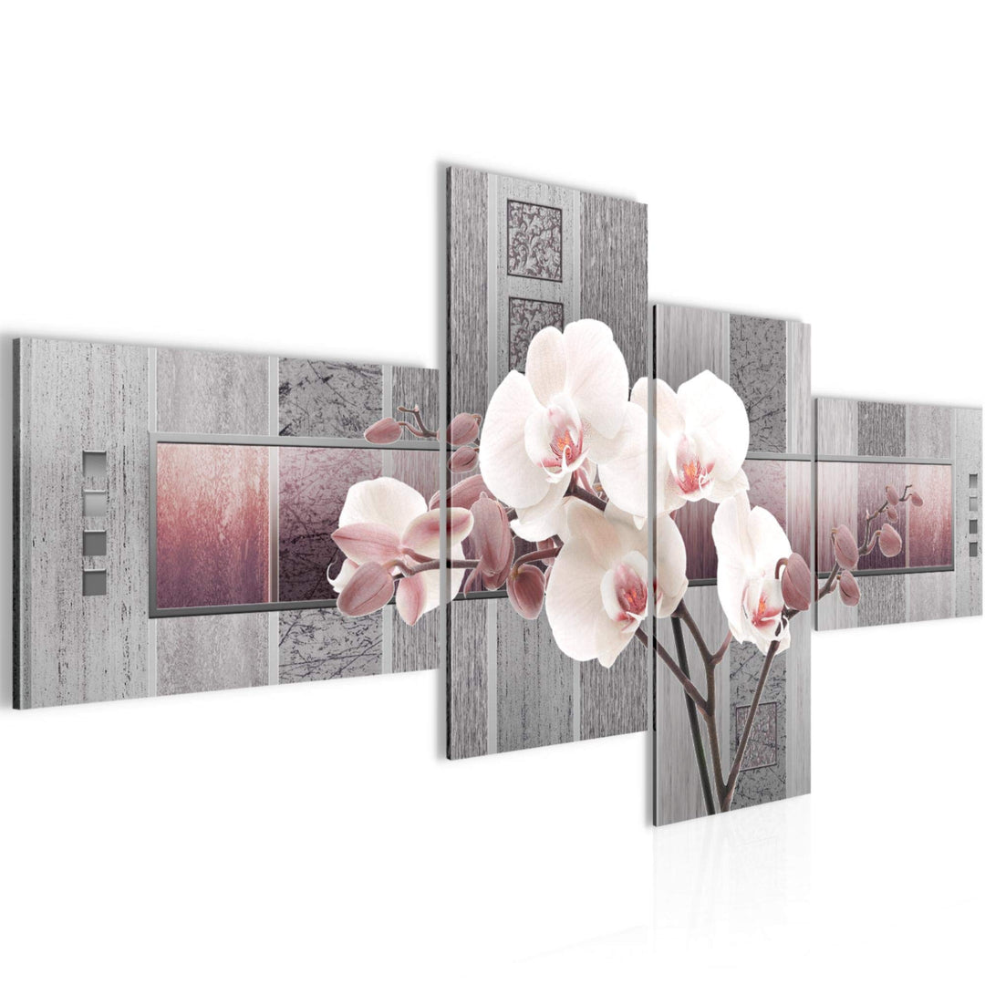 Runa Art Bild Modern Blumen Orchidee - Made in Germany - Wandbilder Abstrakt Violett Grau 4 Teilig 2