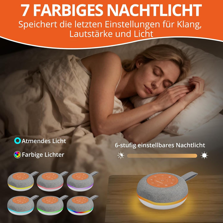 FUNYKICH White Noise Machine Baby, Weisses Rauschen Gerät mit Wireless Lautsprecher, 30 Klänge, 7 Bu