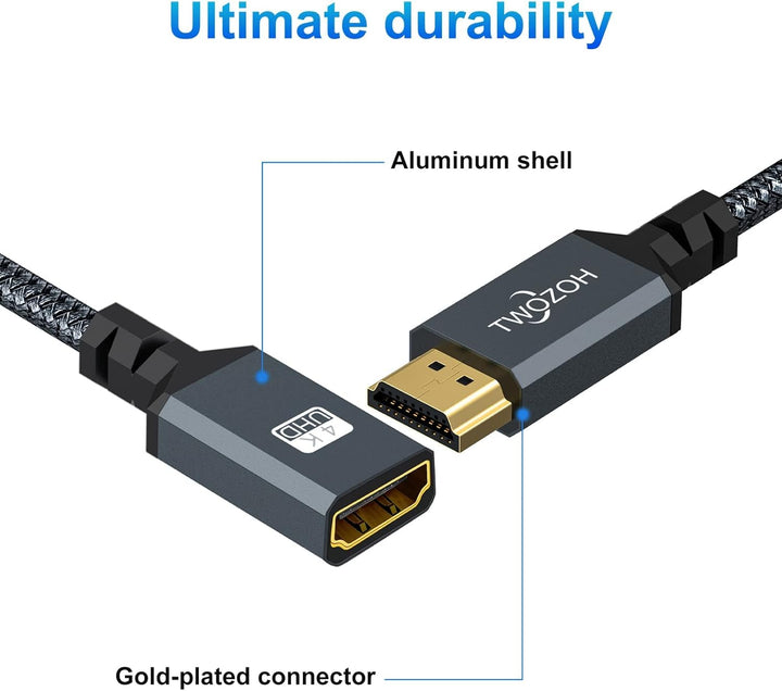 Twozoh HDMI Verlängerungskabel 5M, HDMI Stecker auf Buchse Kabel, HDMI 2.0 Kabeladapter, Unterstützt