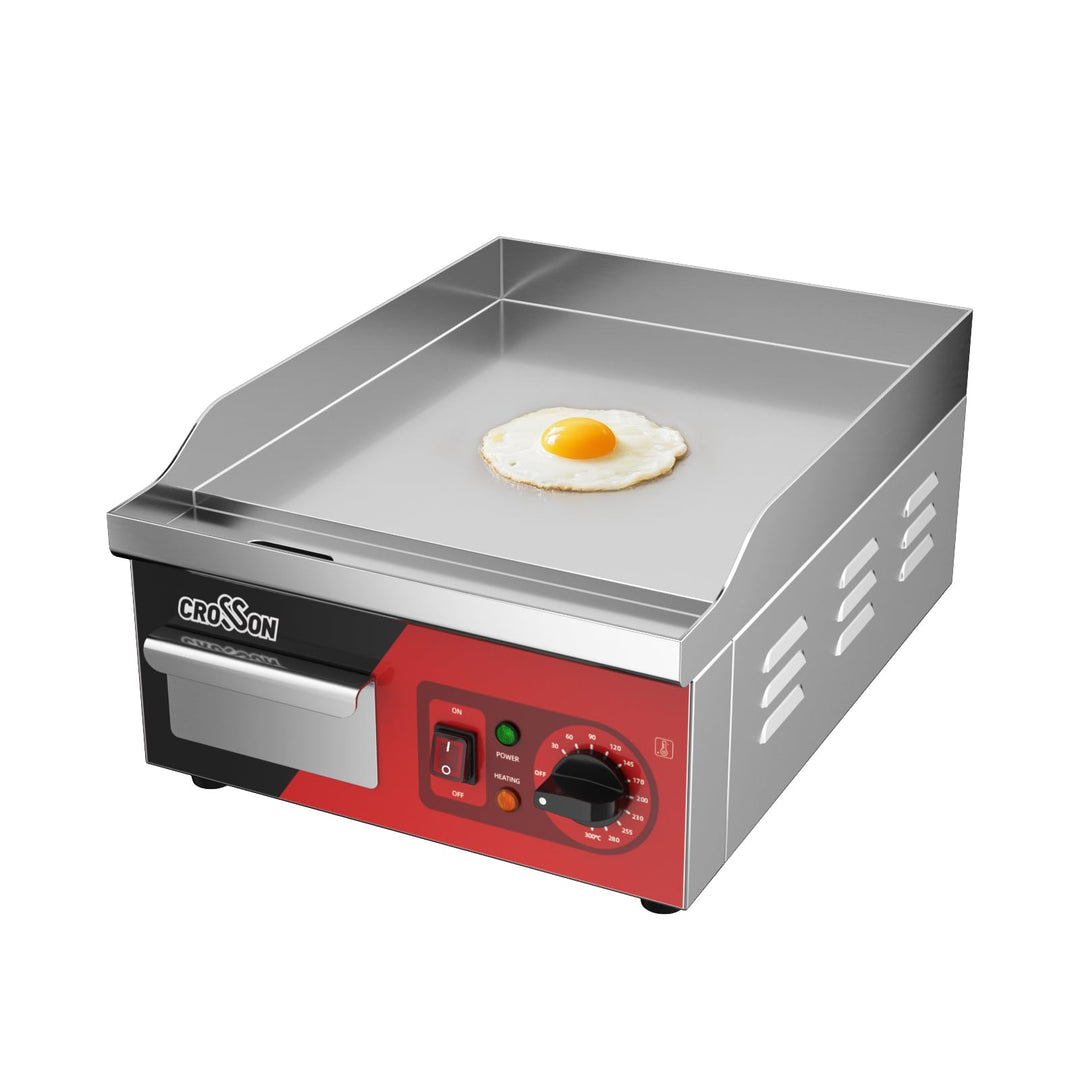CROSSON Kommerzielle Grillplatte Elektrisch 2000W,Elektrische Grillplatte Edelstahl 36 * 40CM Einste