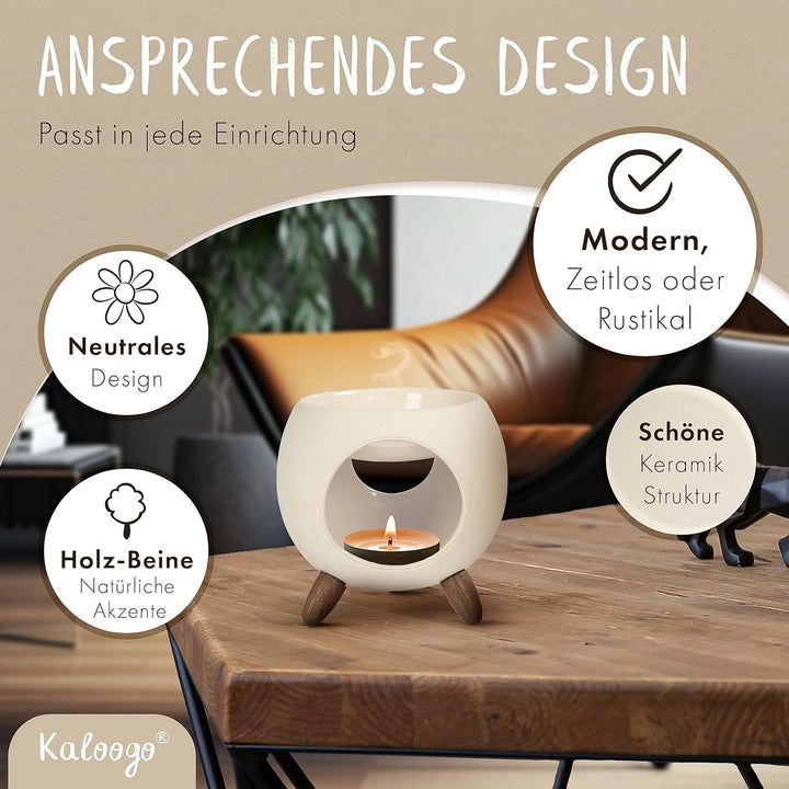 Sabai Scent Duftlampe – Elegantes Duftlicht – 3-beiniges Design – für ätherisches Öl + Duftwachs – p