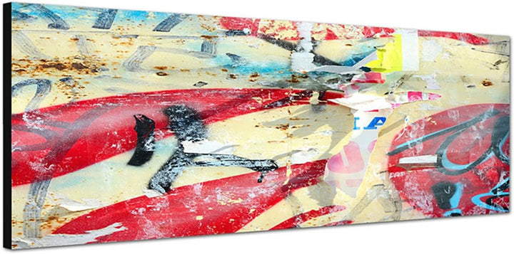 Paul Sinus Art Panoramabild auf Leinwand und Keilrahmen 150x50cm Poster Graffiti Grunge abstrakt bun