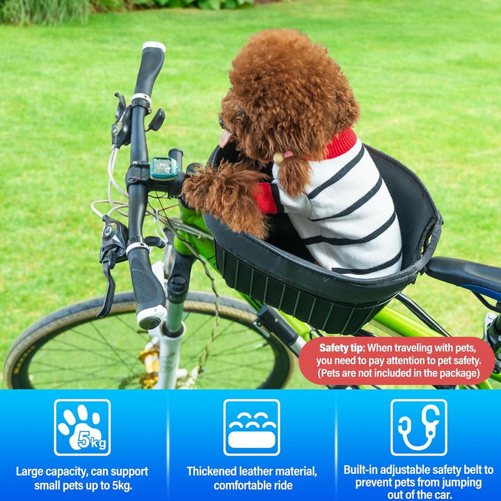 Hundefahrradkorb Hundekorb für das Fahrrad, Fahrradkorb für Hunde mit Sicherheitsgurt Mountainbike E