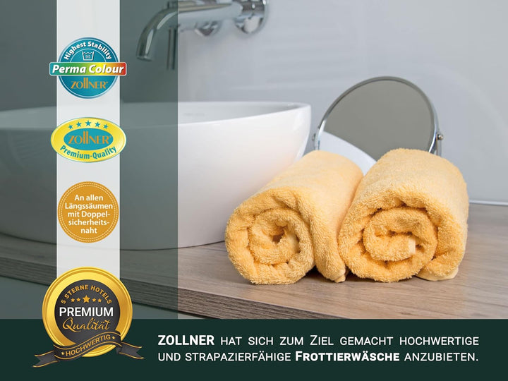 ZOLLNER 6er Set Handtücher, 50x100 cm, Baumwolle, Kochfest, Sonne 50 x 100 cm Gelb, 50 x 100 cm Gelb