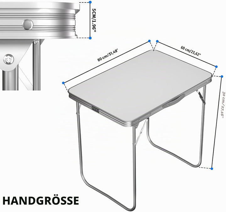 EFAN Klapptisch aus Aluminium, tragbarer Campingtisch, Klapptisch, Schreibtisch, Gartentisch, leicht